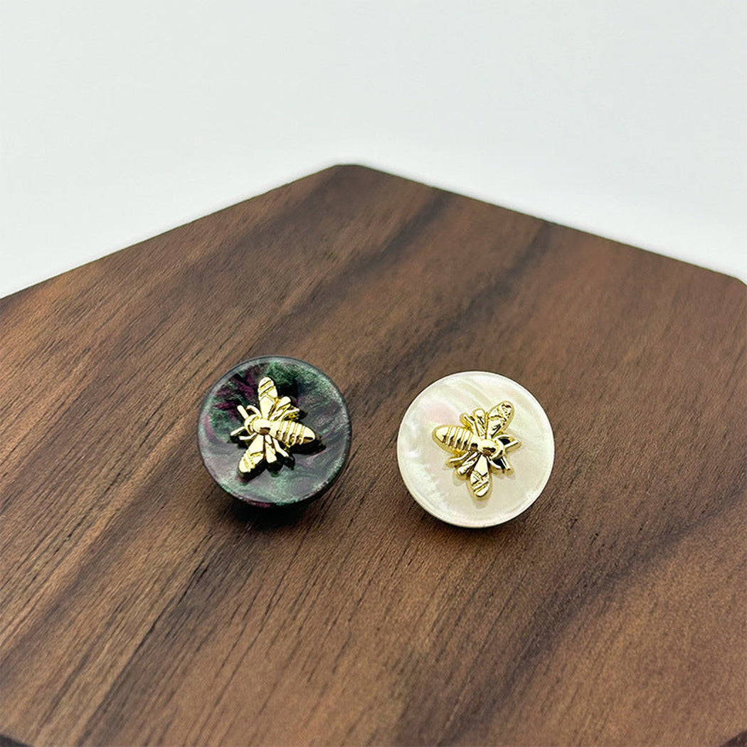 Bunli - DIY 10 Pack Bee-Motif Iridescent-Round Button