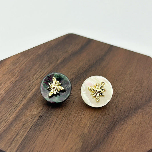 Bunli - DIY 10 Pack Bee-Motif Iridescent-Round Button