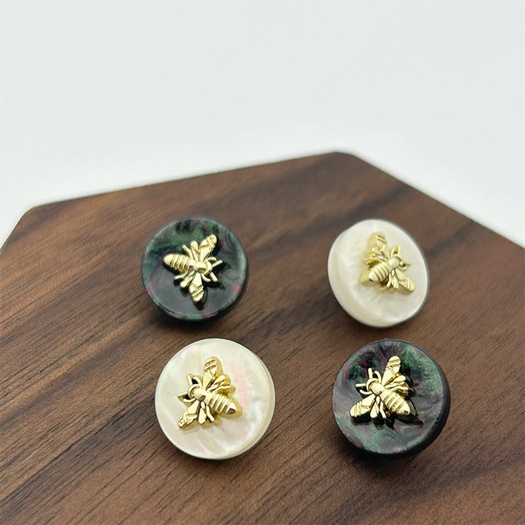 Bunli - DIY 10 Pack Bee-Motif Iridescent-Round Button