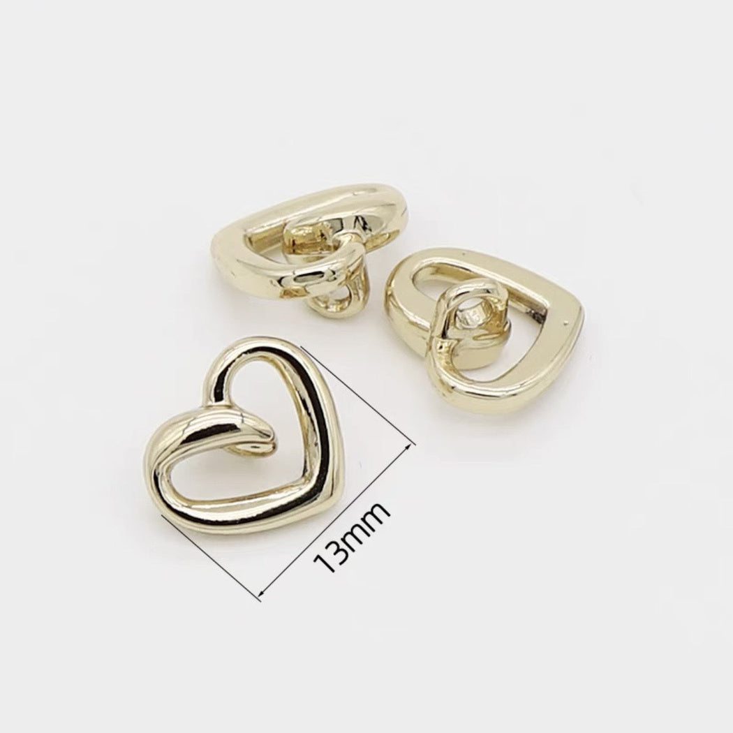Bunli - DIY 10 Pack Openwork Heart-Shaped Shank Button