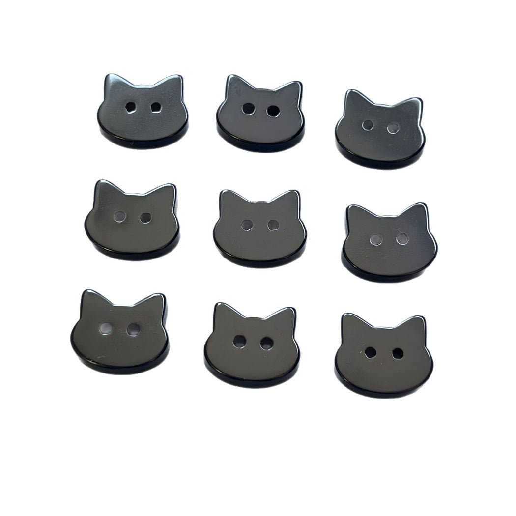 Bunli - DIY 10 Pack Glossy Cat-Shaped Two-Hole Button