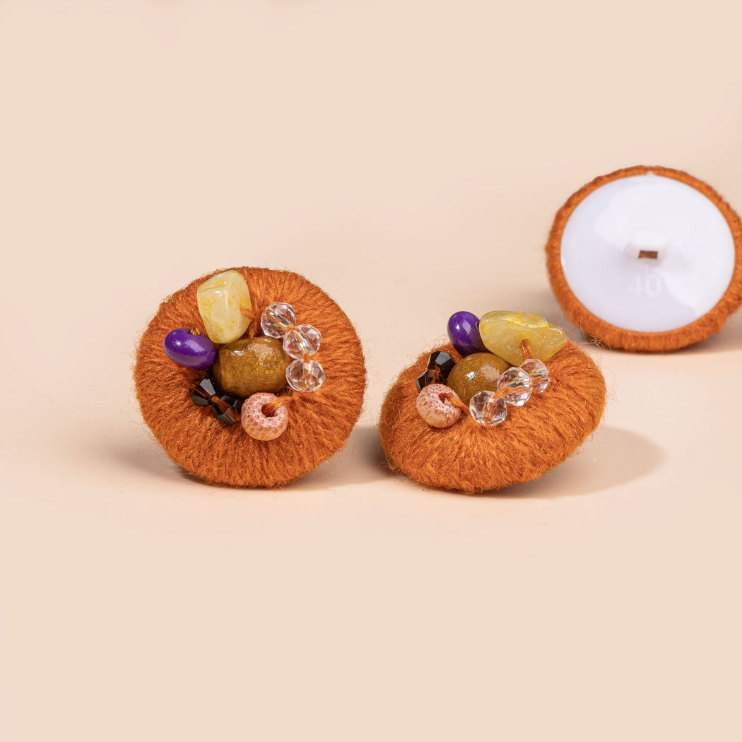 Bunli - DIY 10 Pack Fiber-Wrapped Bead-Accent Shank Button
