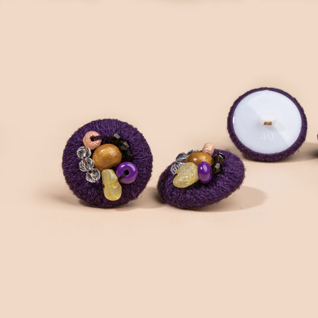 Bunli - DIY 10 Pack Fiber-Wrapped Bead-Accent Shank Button