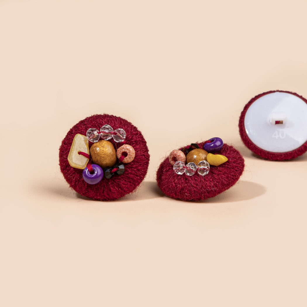 Bunli - DIY 10 Pack Fiber-Wrapped Bead-Accent Shank Button