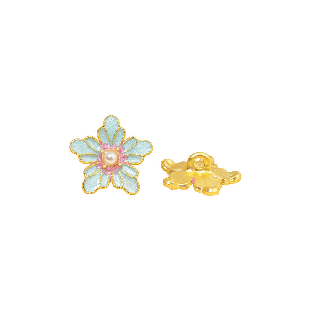 Bunli - DIY 10 Pack Flower-Shaped Lustrous Shank Button