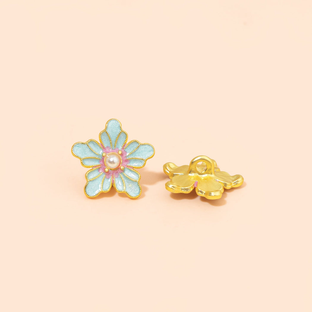 Bunli - DIY 10 Pack Flower-Shaped Lustrous Shank Button