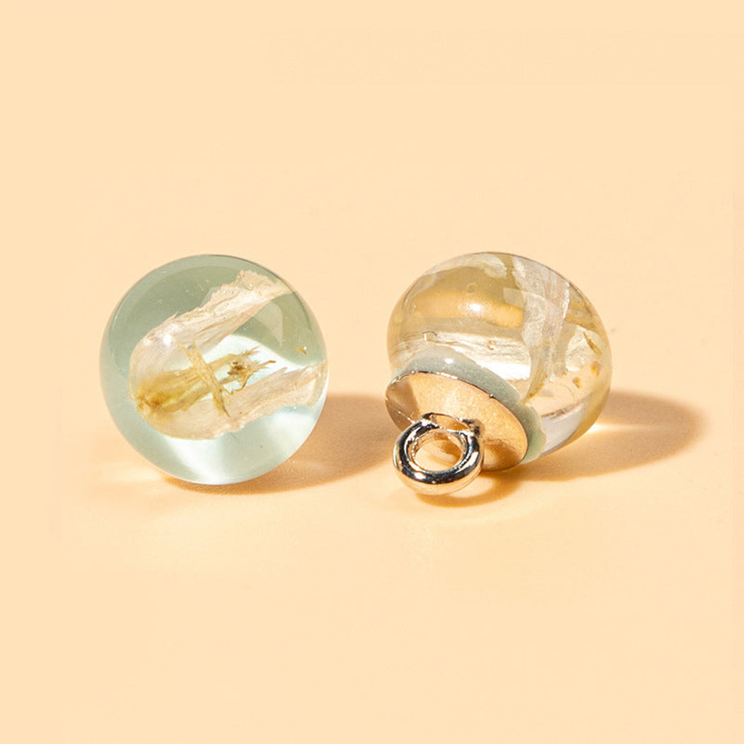 Aqua botanical orb shank button front and back