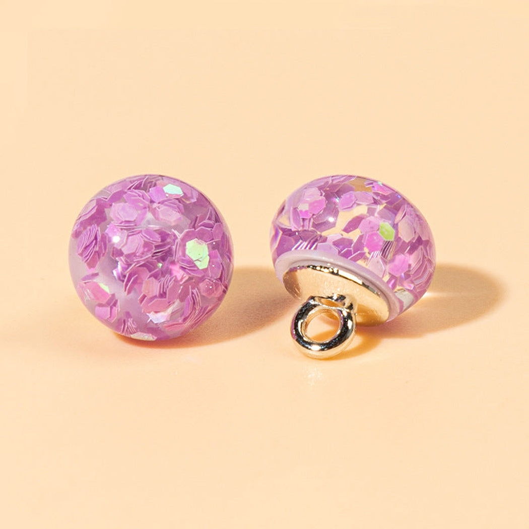 Purple reflective flake orb shank button front and back