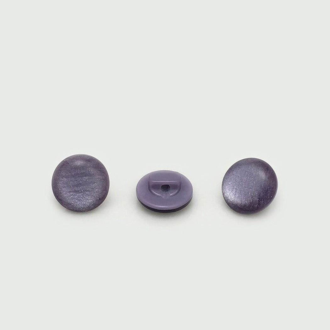 Purple shimmer dome button front back and side views