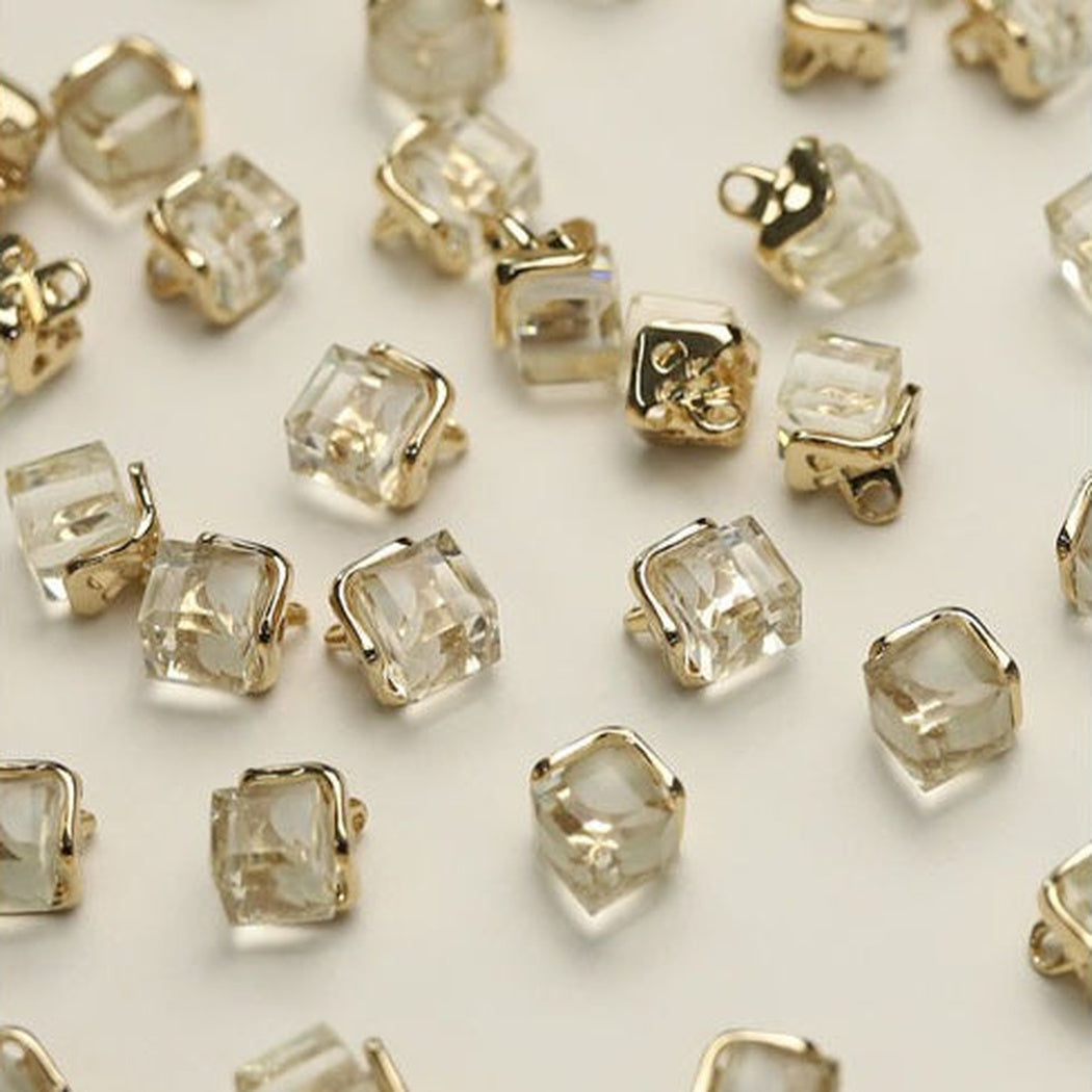 White sparkle clear square shank buttons