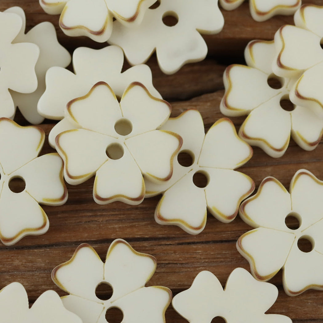 Ivory layered petal two hole buttons