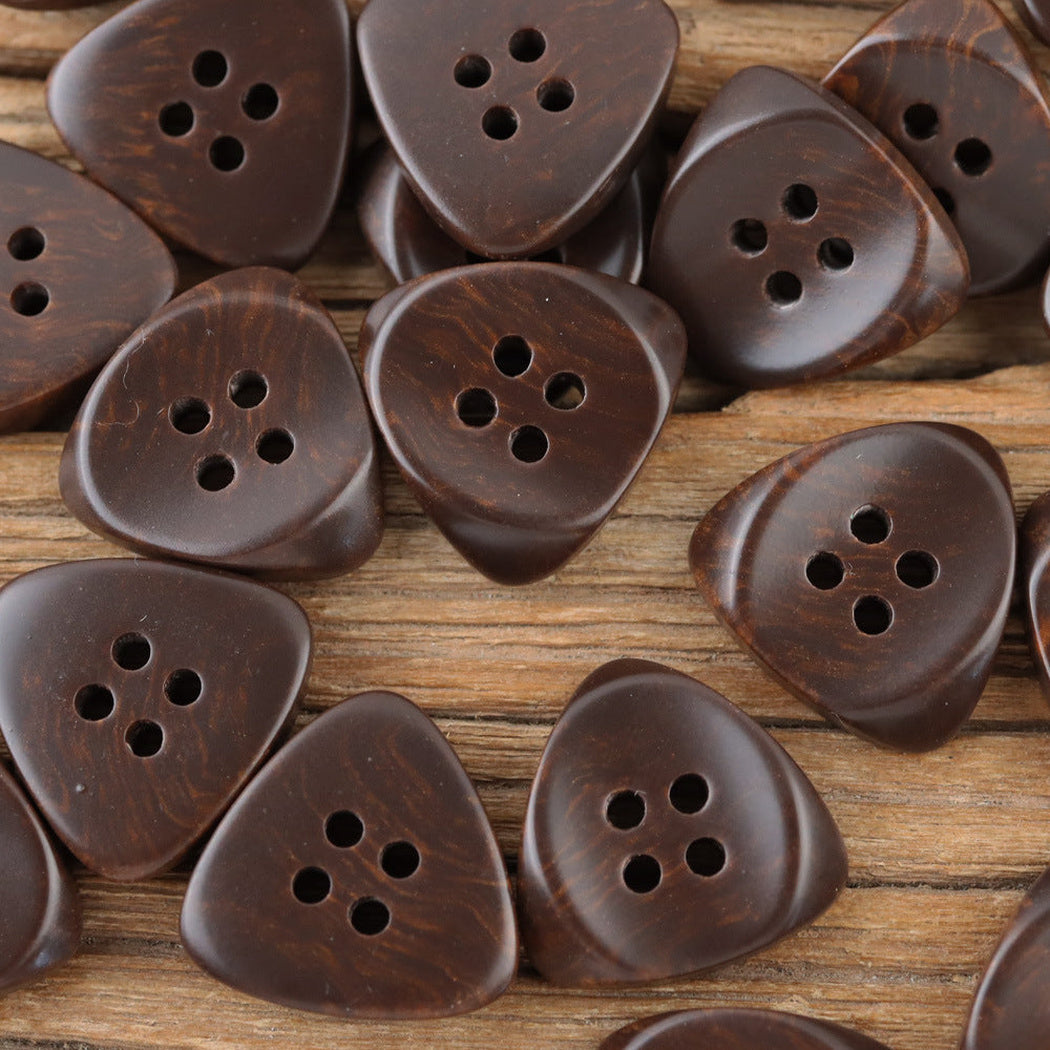 Brown marbled triangle four hole buttons