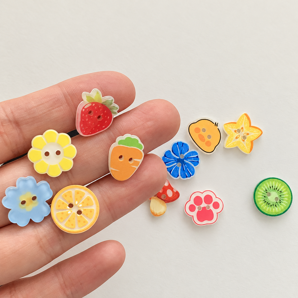Bunli - DIY 10 Pack Fruit and Flower Two Hole Button