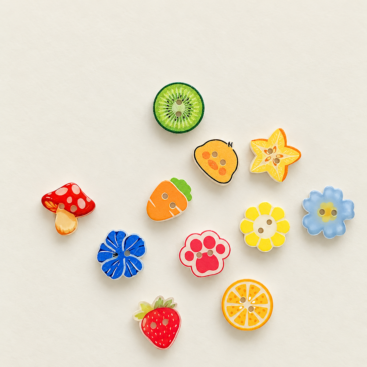 Bunli - DIY 10 Pack Fruit and Flower Two Hole Button