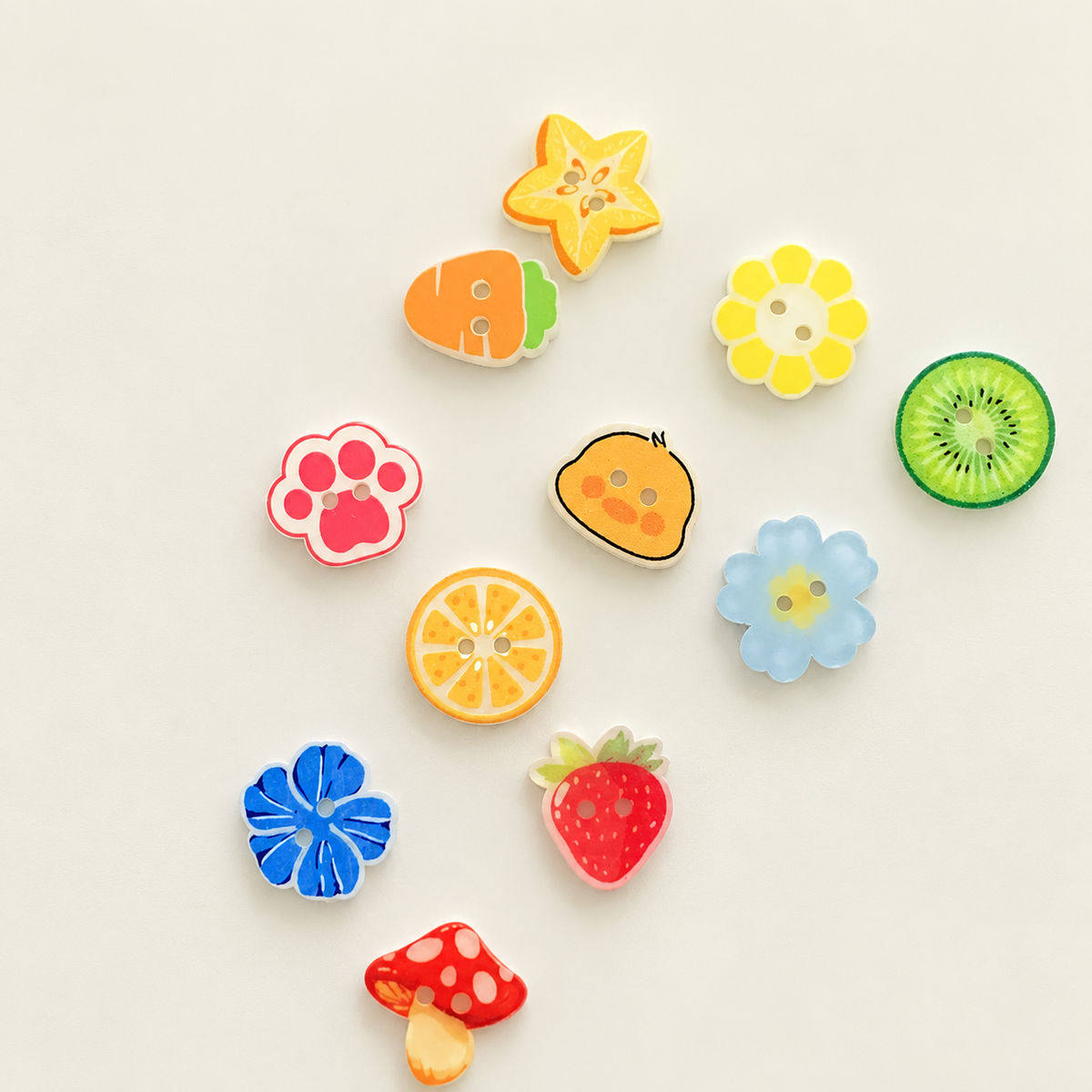 Bunli - DIY 10 Pack Fruit and Flower Two Hole Button