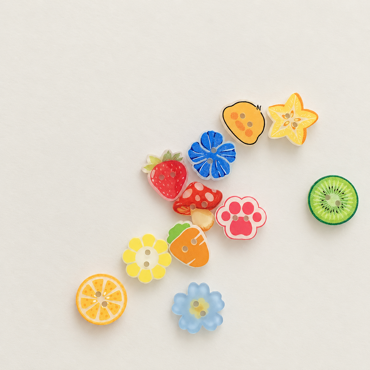 Bunli - DIY 10 Pack Fruit and Flower Two Hole Button