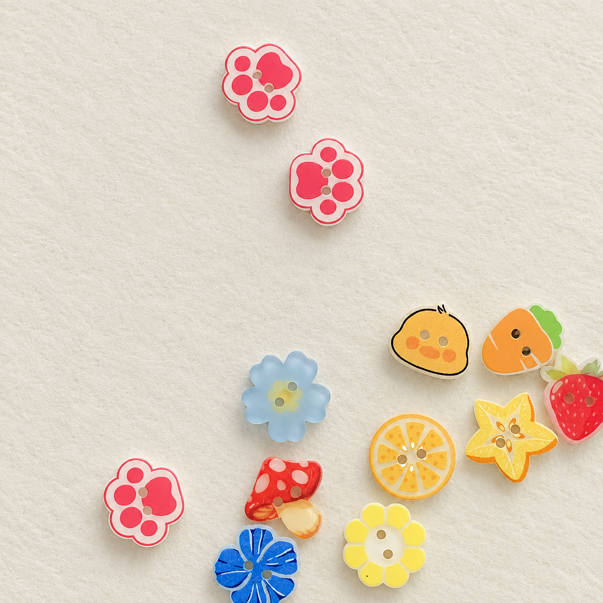 Bunli - DIY 10 Pack Fruit and Flower Two Hole Button