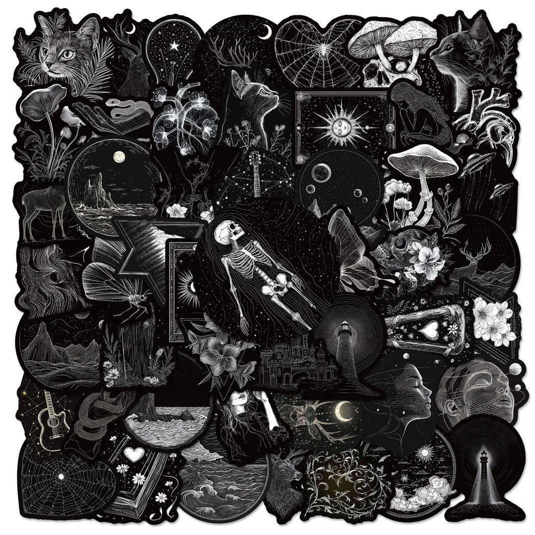 Lunira - Monochrome Gothic-Object Sticker Pack
