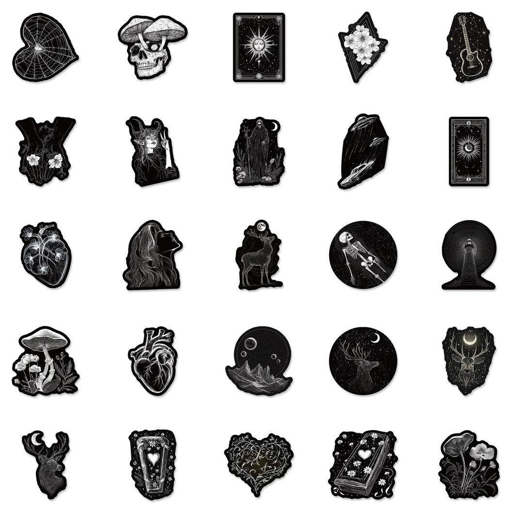 Lunira - Monochrome Gothic-Object Sticker Pack