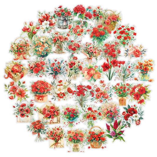 Lunira - Red Floral-Bouquet Sticker
