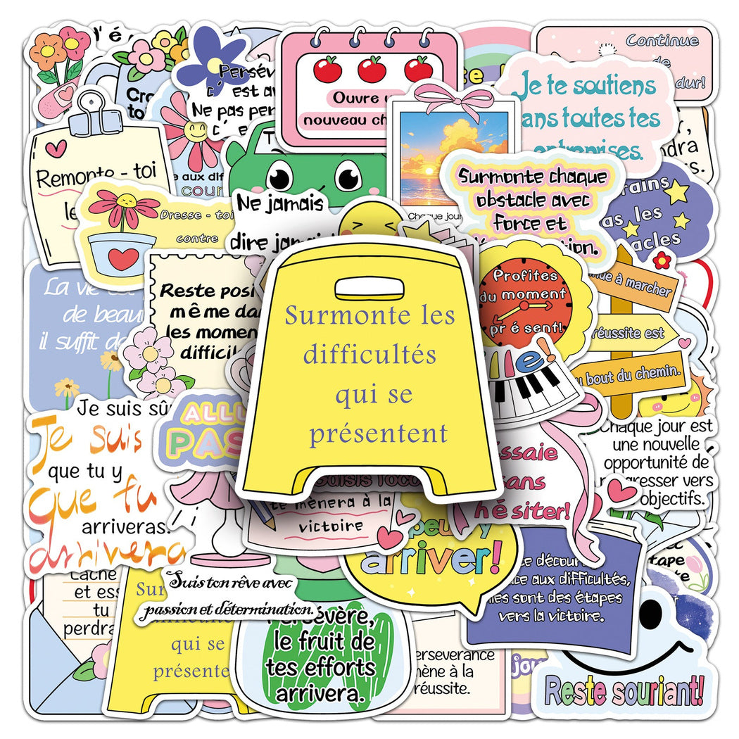 Lunira - Motivational French Quote 50-Piece Sticker Pack