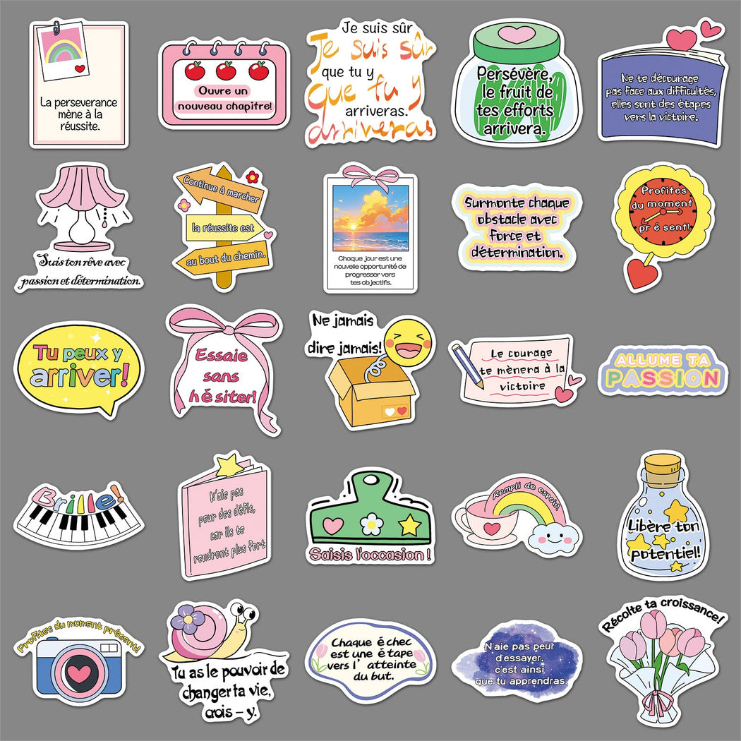 Lunira - Motivational French Quote 50-Piece Sticker Pack