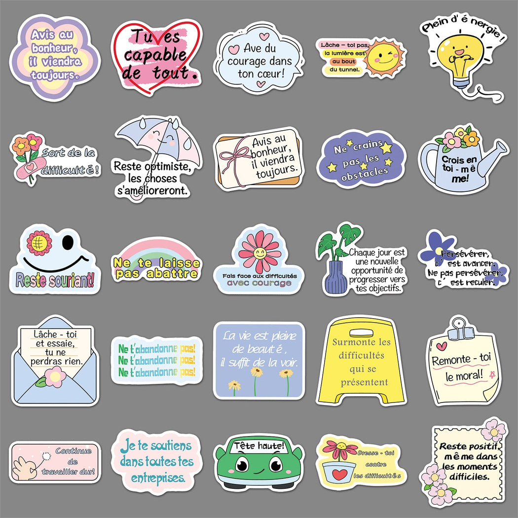 Lunira - Motivational French Quote 50-Piece Sticker Pack