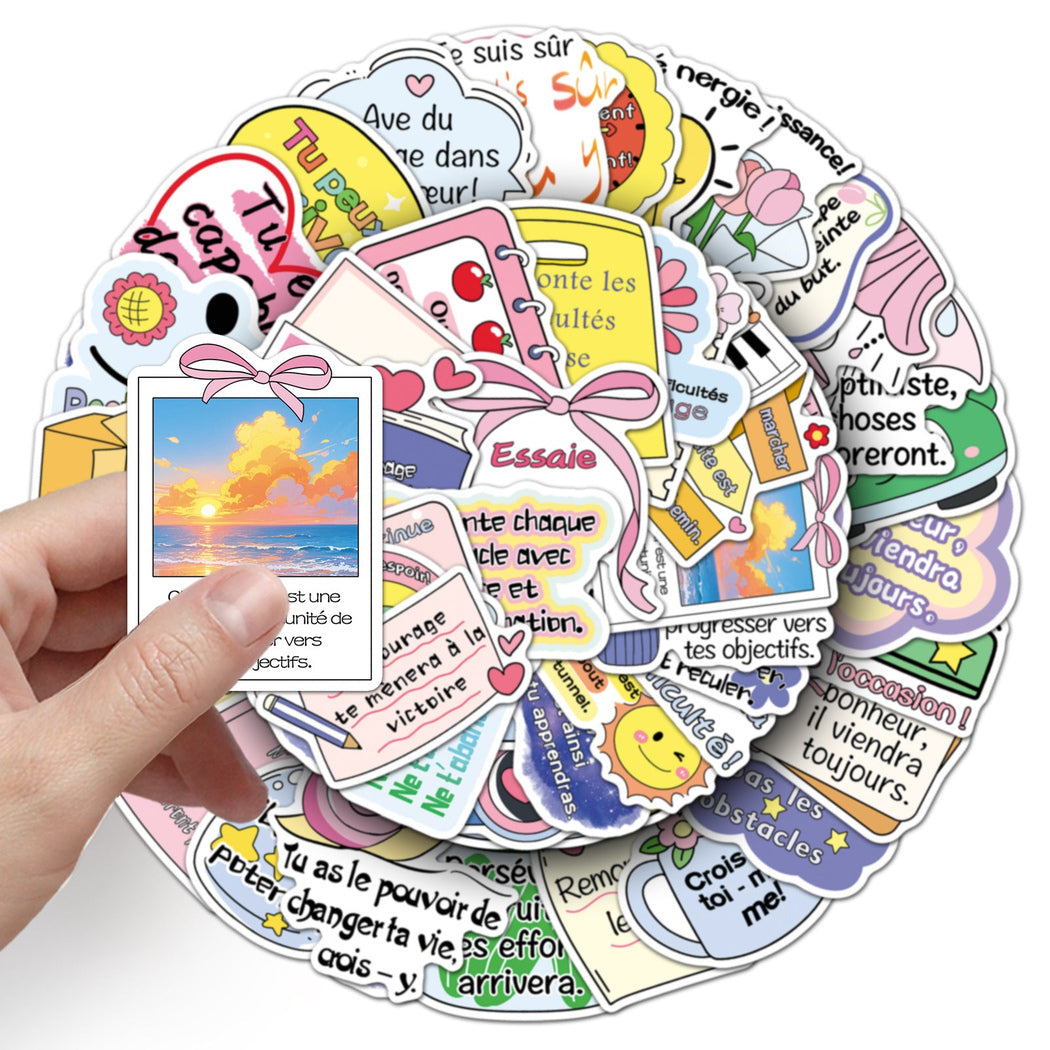 Lunira - Motivational French Quote 50-Piece Sticker Pack