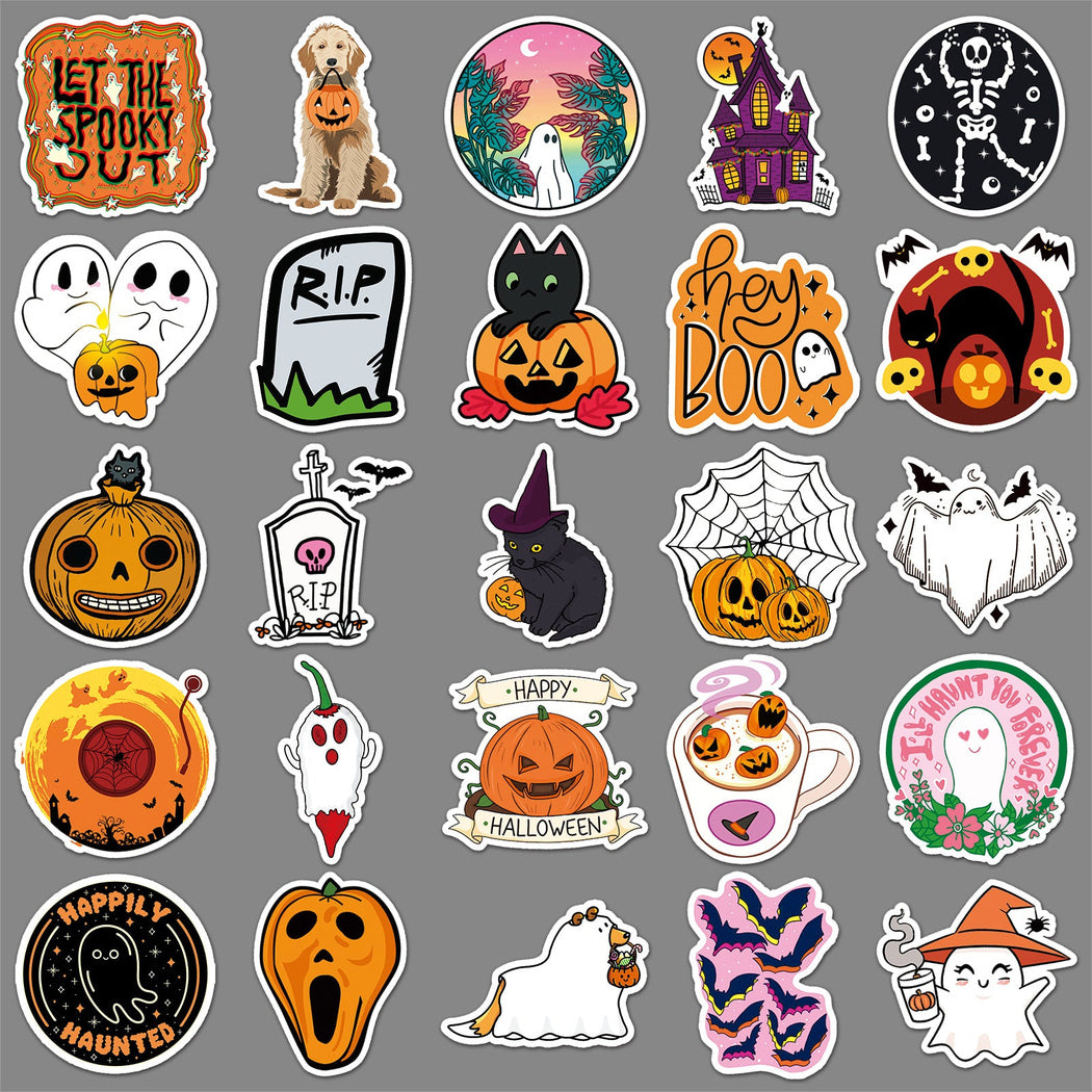 Lunira - Halloween Black-and-Orange 50-Piece Sticker Pack