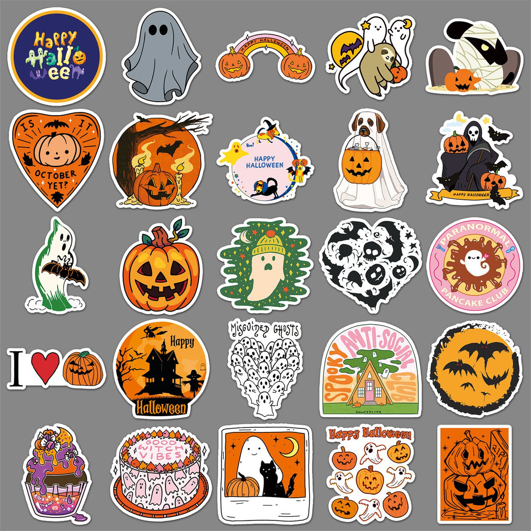 Lunira - Halloween Black-and-Orange 50-Piece Sticker Pack