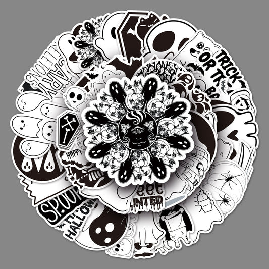Lunira - Halloween Black-and-White 50-Piece Sticker Pack