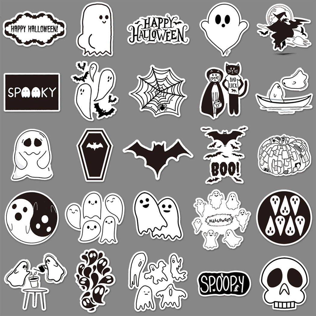 Lunira - Halloween Black-and-White 50-Piece Sticker Pack