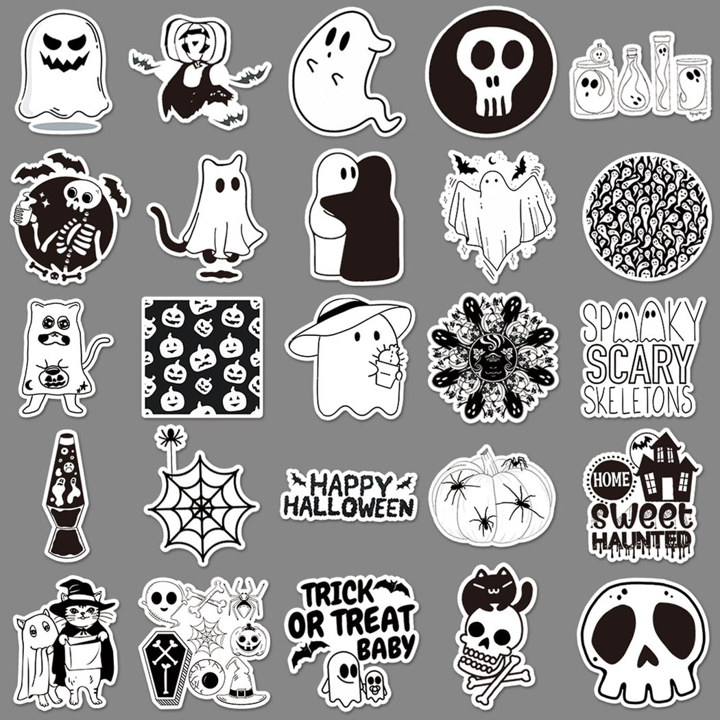 Lunira - Halloween Black-and-White 50-Piece Sticker Pack
