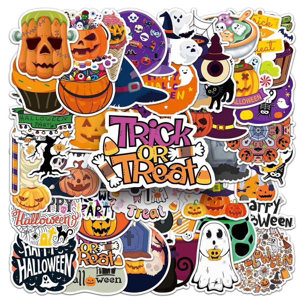 Lunira - Halloween Cartoon Orange 50-Piece Sticker Pack