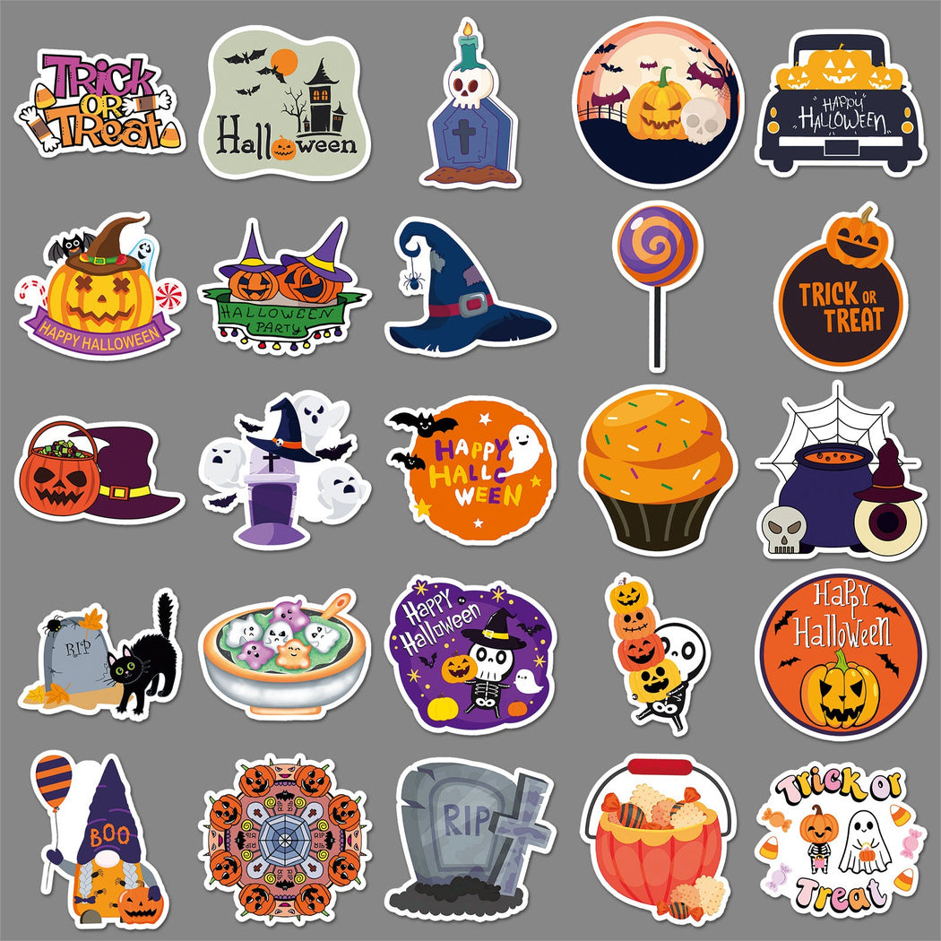 Lunira - Halloween Cartoon Orange 50-Piece Sticker Pack