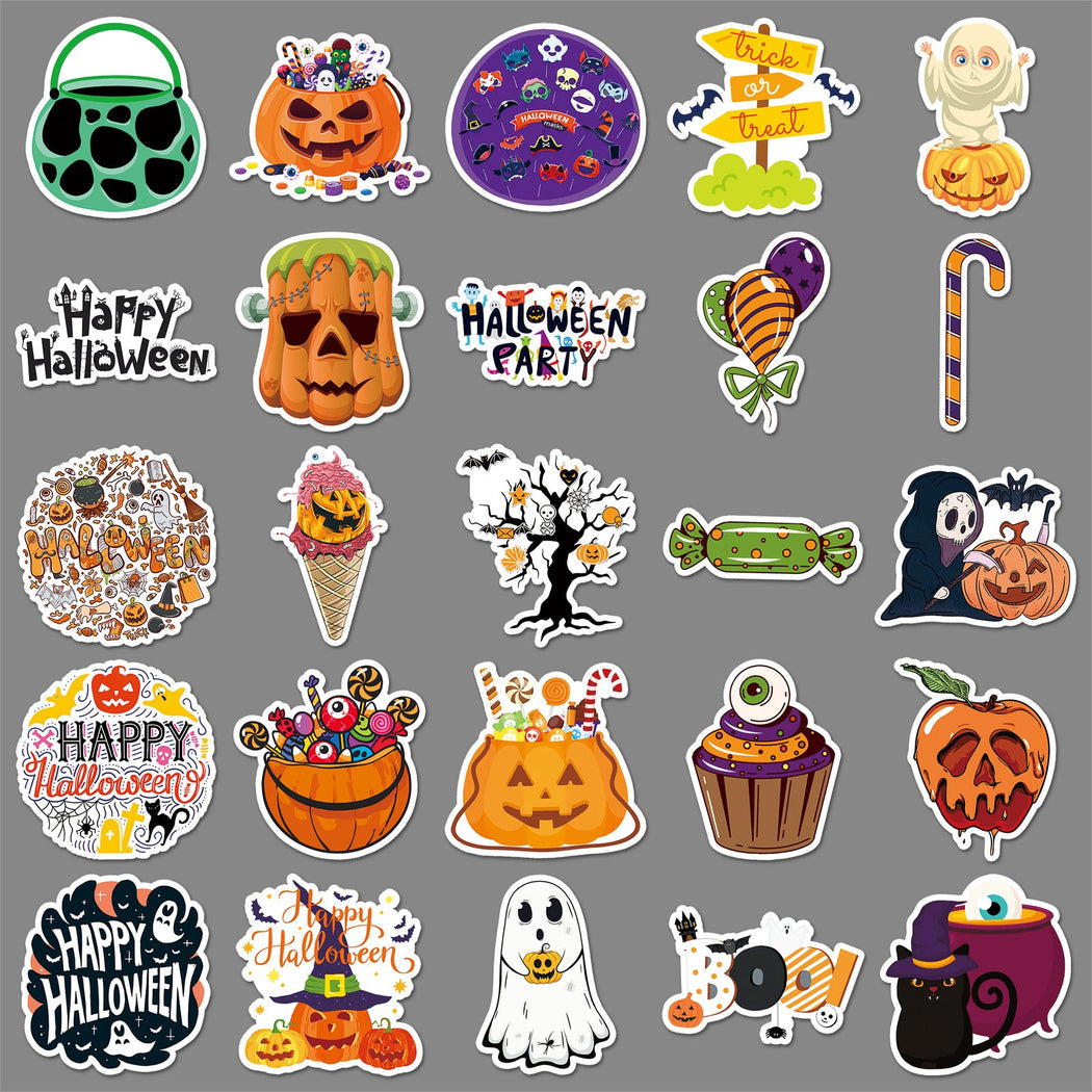 Lunira - Halloween Cartoon Orange 50-Piece Sticker Pack