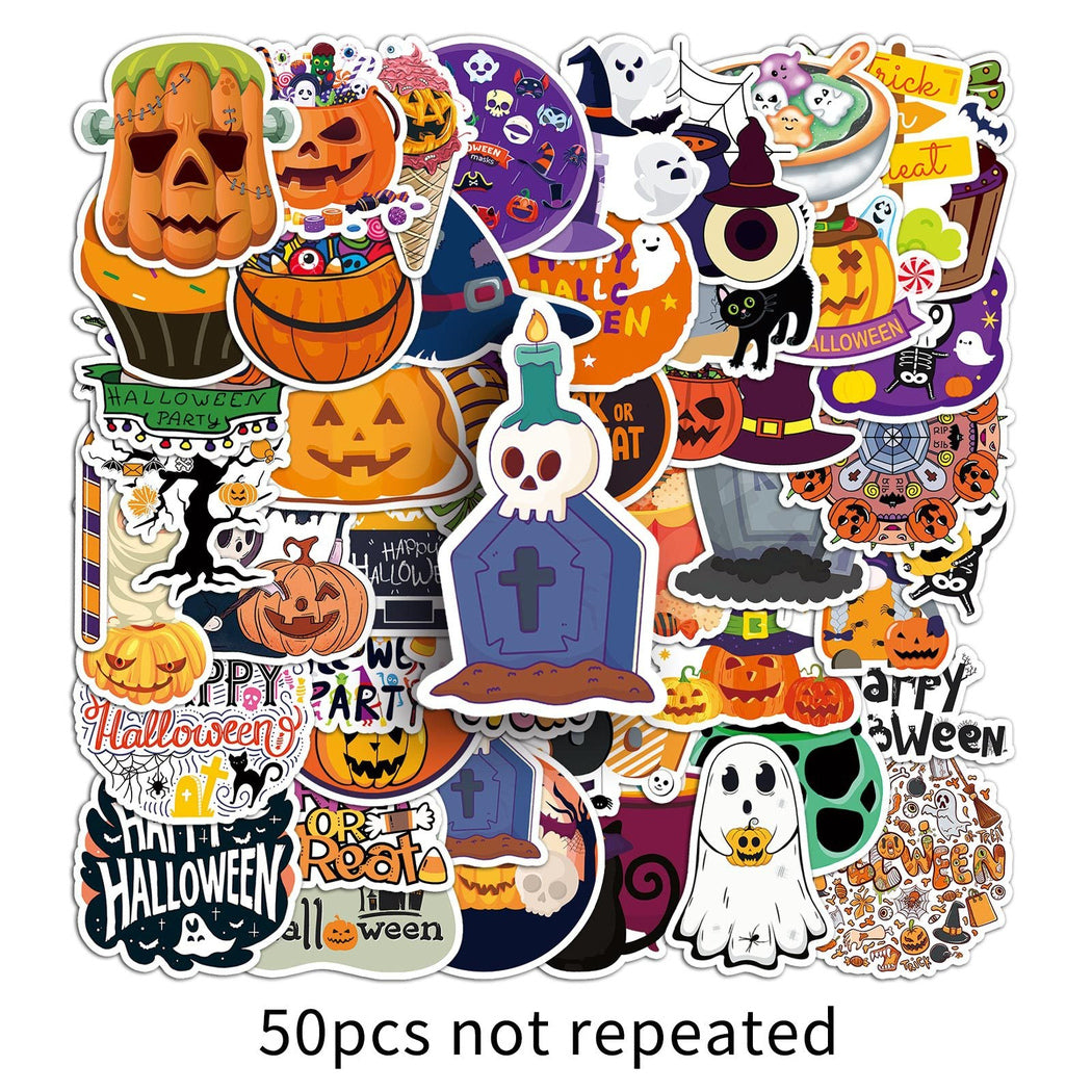 Lunira - Halloween Cartoon Orange 50-Piece Sticker Pack