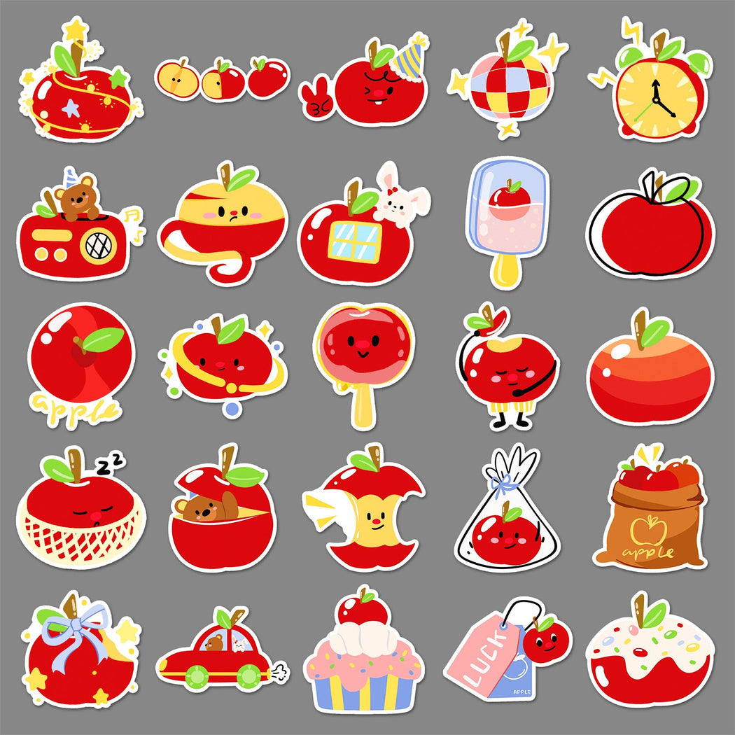 Lunira - Apple Cartoon 50-Piece Sticker Pack