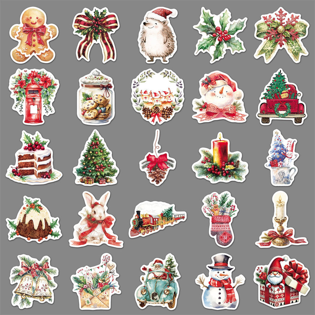 Lunira - Christmas Watercolor 50-Piece Sticker Pack