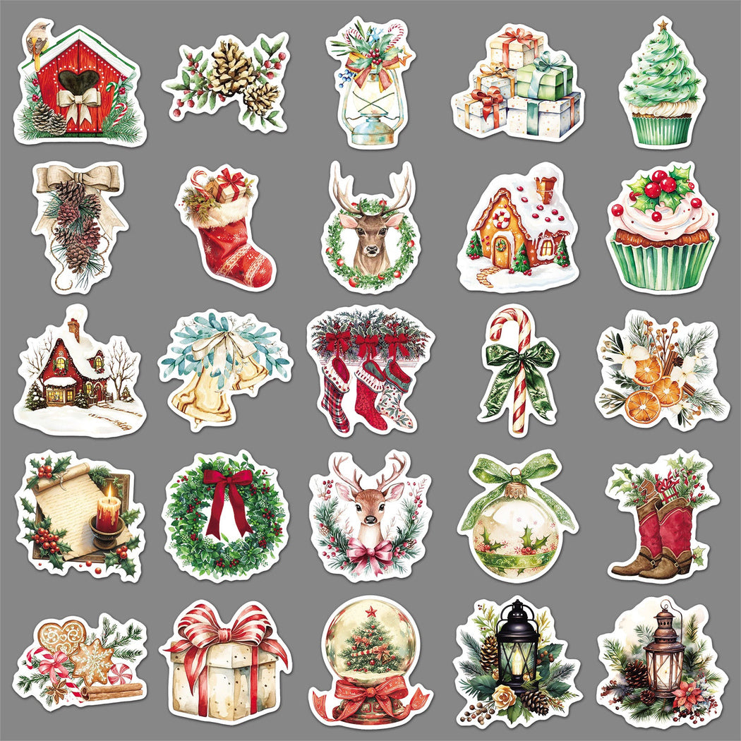 Lunira - Christmas Watercolor 50-Piece Sticker Pack