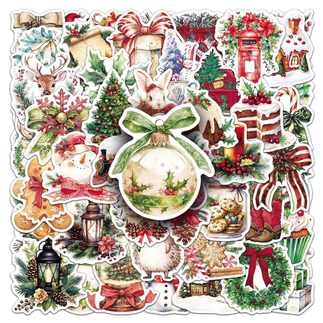 Lunira - Christmas Watercolor 50-Piece Sticker Pack