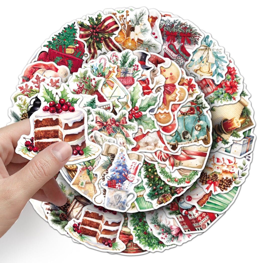 Lunira - Christmas Watercolor 50-Piece Sticker Pack