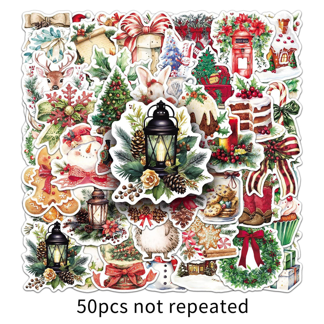 Lunira - Christmas Watercolor 50-Piece Sticker Pack
