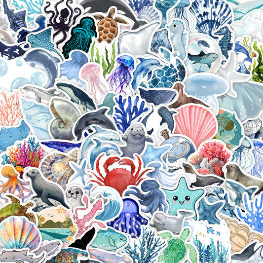 Lunira - Marine Life Doodle 100-Piece Sticker Pack