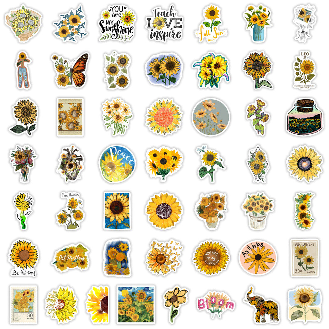 Lunira - Sunflower Doodle 50-Piece Sticker Pack