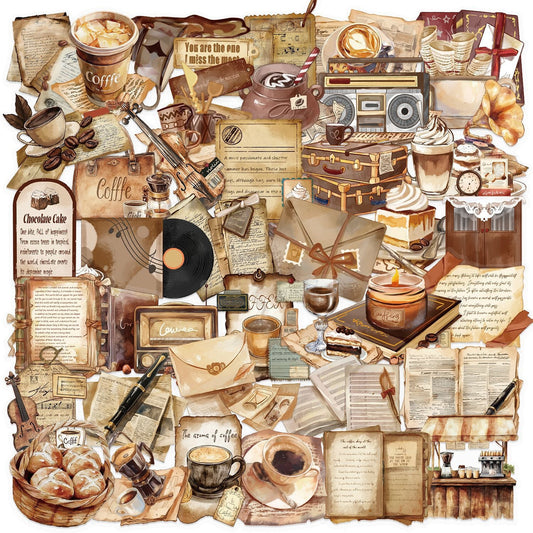 Lunira - Coffee Vintage Clear 50-Piece Sticker Pack