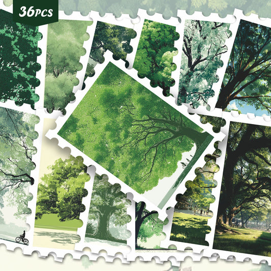 Lunira - Postage Stamp Green 36-Piece Sticker Pack