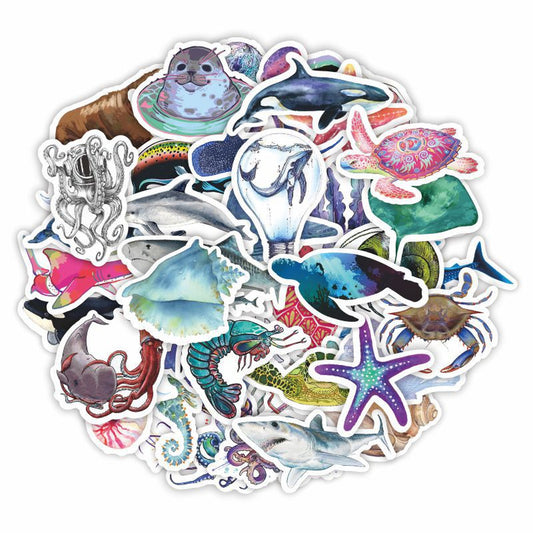 Lunira - Ocean Watercolor 50-Piece Sticker Pack
