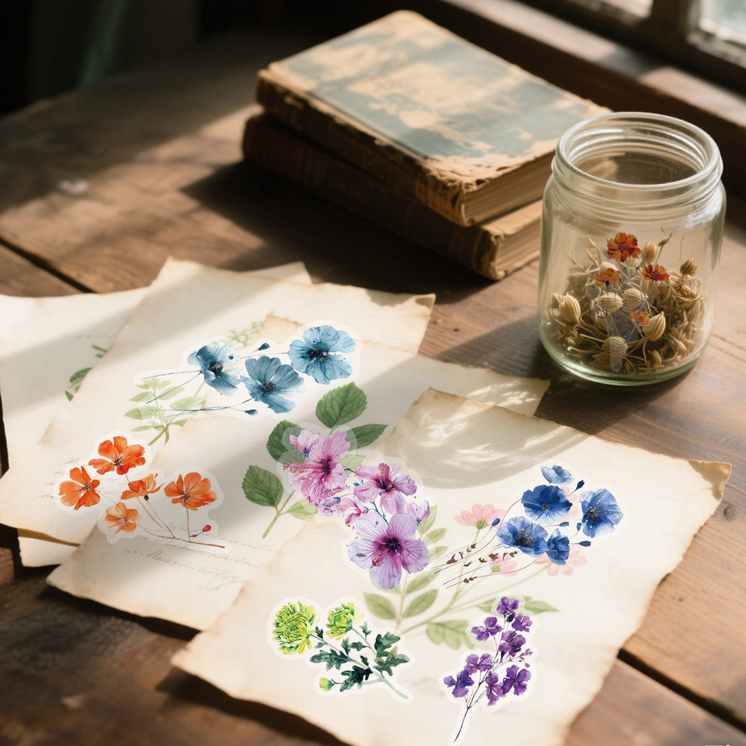 Lunira - Floral Ink-Wash 50-Piece Sticker Pack