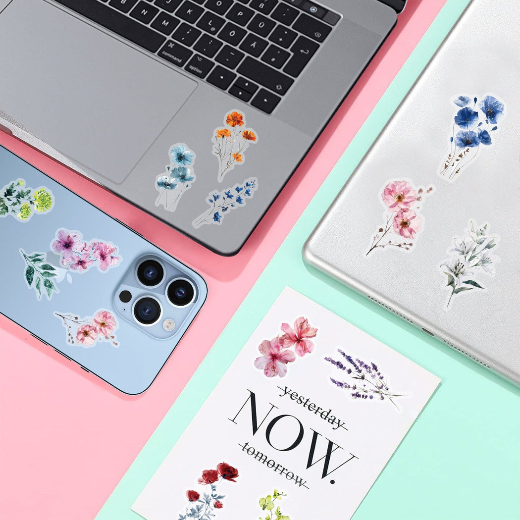 Lunira - Floral Ink-Wash 50-Piece Sticker Pack